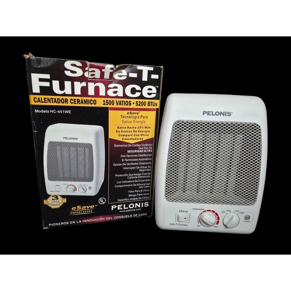 Pelonis Safe-T-Furnace 5200 BTUs Model HC-441WE Ceramic Space Heater&Fan Unteste